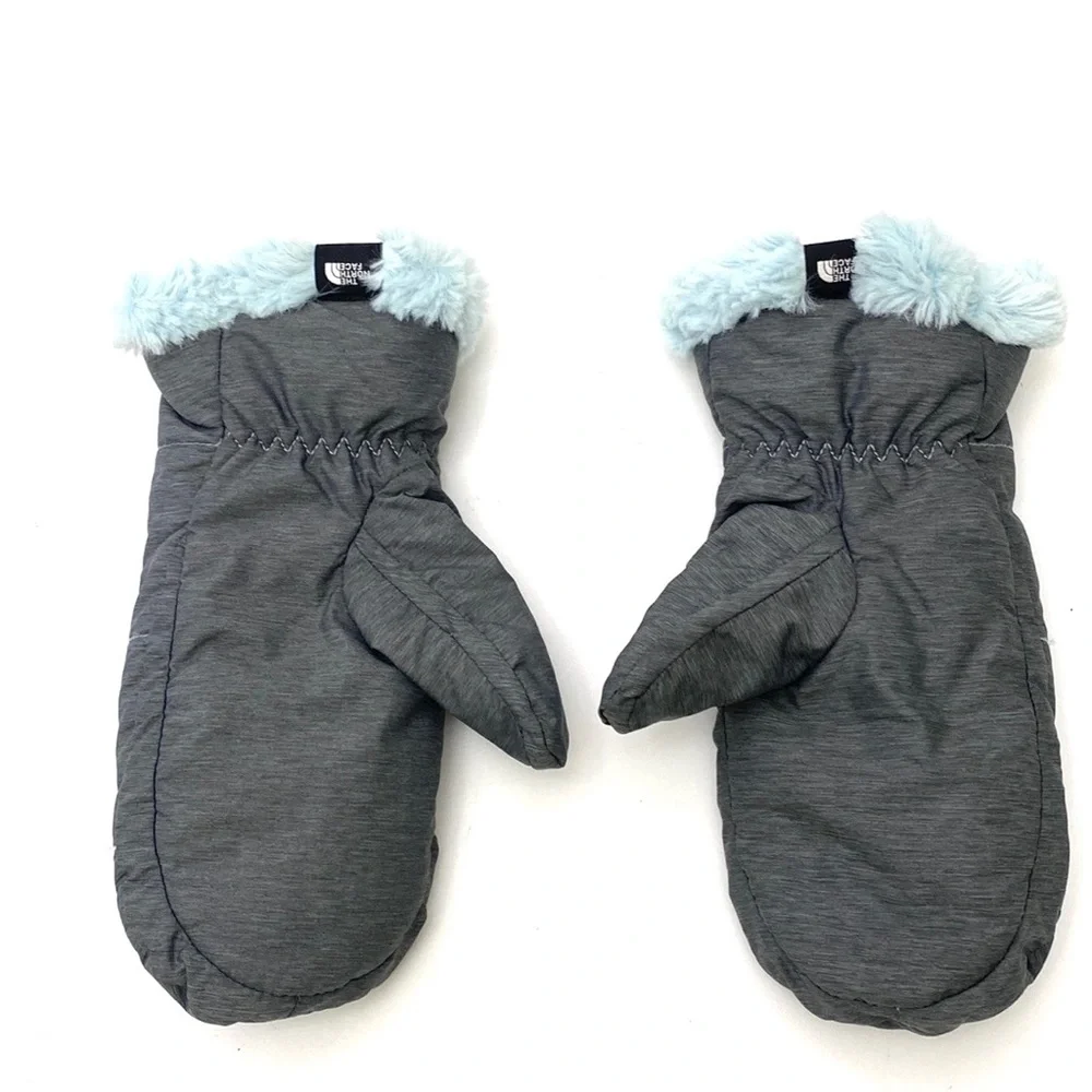 North Face Girls Grey/Mint Mossbud Swirl Fleece Mittens